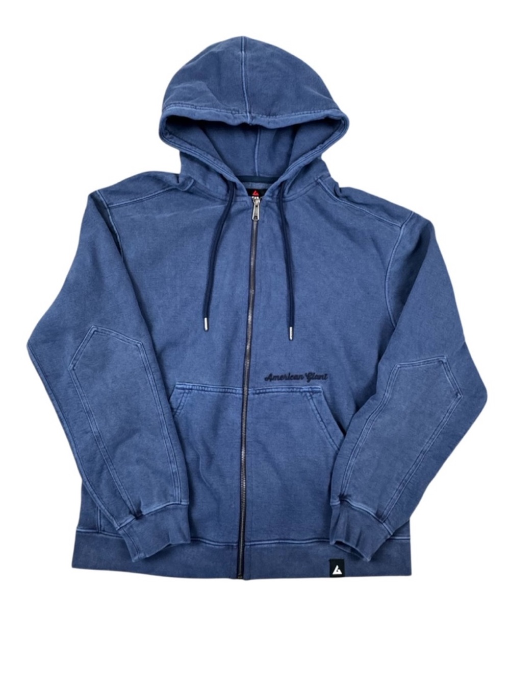 NEW American Giant Men’s Vintage Wash Relaxed Classic Full Zip Blue Hood Jacket